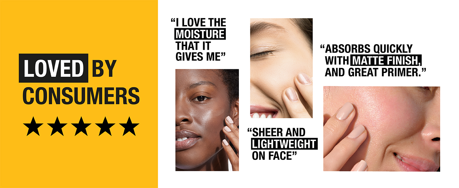 loved by consumers moisture sheer and lightweight on face absorbs quickly with matte finish