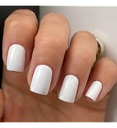 Stbisen Pure White Press on Nails Short Square, Short Fake Nails Kit, Fashion Glossy Acrylic Pres...