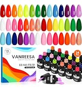 VANREESA 24 Pcs Gel Nail Polish Set, 21 Colors Bright Gel Polish with Base Coat Glossy & Matte To...