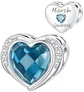LUXILLA Angel Wing Birthstone Charm 925 Sterling Silver Cubic Zirconia Heart Charms fit for Brace...