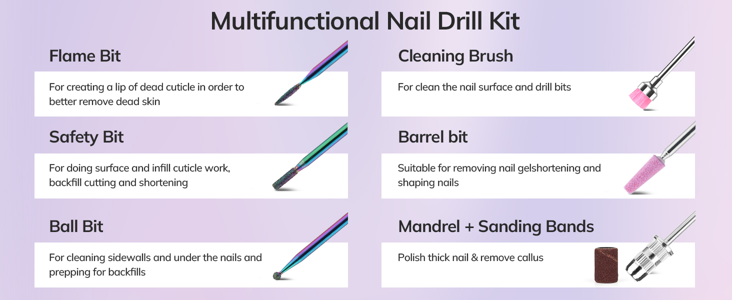 with 6 multifunctional nail drill kit