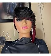 SisBroSis Pixie Cut Wigs for Black Women Side Part Short Layered Pixie Cut Human Hair Wig With Ba...