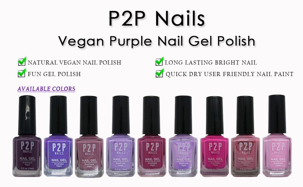 P2P Nails Vegan Purple Nail Gel Polish