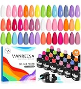 VANREESA 24 Pcs Gel Nail Polish Set, 21 Colors Gel Polish with Base Coat Glossy & Matte Top Coat ...