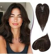 RUWISS Hair Toppers for Women Real Human Hair Lightweight Dark Brown with 15% Dark Cocoa Blonde C...