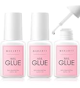 Makartt Super Strong Nail Glue for Acrylic Nails: 7ML 3 Pcs Brush on Nail Glue for Nail Tips Pres...