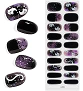 KING HORSE Halloween Gel Nail Stickers - Long Lasting Semi-Cured Nail Wraps, Salon Quality, UV La...