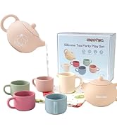 Smartwo Silicone Tea Set for Toddlers Aged 0+ Months,Real or Play Tea Party Set for Kids,Non-Toxi...