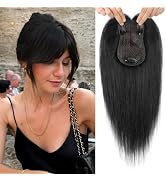 Flufymooz 100% Real Human Hair Toppers, 12 Inch Human Hair Toppers for Thinning Hair Large Hand-w...