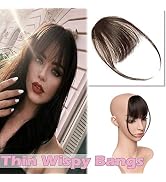 Clip in Hair Bangs with Temples Thin Wispy Hair Fringe Clip on Extensions One-piece Flat Piecy Ai...