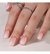 Ombre Press On Nails Short Square Fake Nails - Soft Gel Press On Nails with Nail Glue, 16 Sizes -...