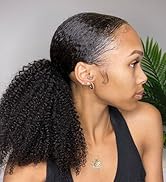 Afro Kinky Curly Ponytail Human Hair 150% Density Brazilian Virgin Hair 4C Afro Puff Drawstring P...