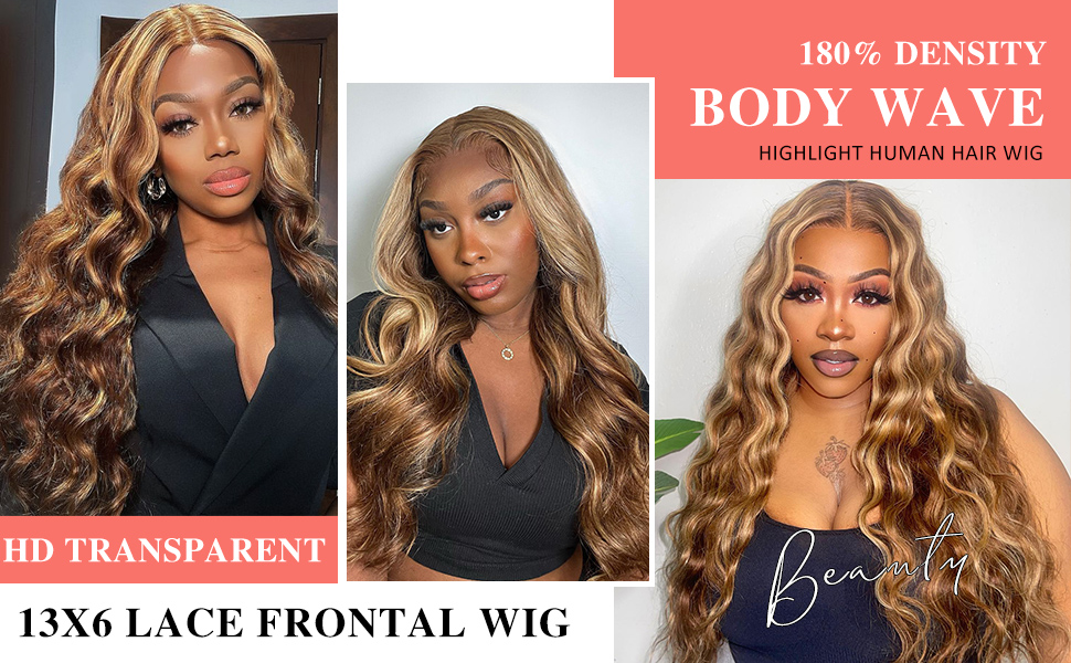 highlight ombre lace front wig human hair