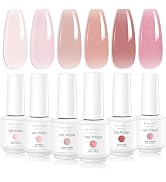 Makartt Gel Nail Polish Set, 6PCS 8ml Natural Nude Jelly Pink Milky White Soak Off UV/LED Gel for...