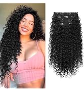 Clip in Hair Extensions, FLUFYMOOZ 4PC 100％ Pure Protein Silk Hair Extensions Long Soft Natural H...