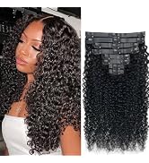 Seamless Curly Clip in Hair Extensions Real Human Hair Brazilian Virgin Human Hair Clip in Extens...