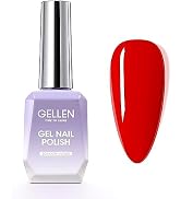 Gellen Red Gel Nail Polish, 18ml Shimmer Red Gel Polish Gel Soak off LED Nail Art Professional Ma...
