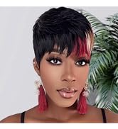 FREEKWEEN Short Pixie Cut Wig for Black women 613 Blonde Brazilian Virgin Human Hair Multi-Color ...