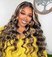 Aveiyce 13x6 1b/27 Highlight Ombre Balayage Lace Front Wigs Human Hair Black and Blonde Body Wave...