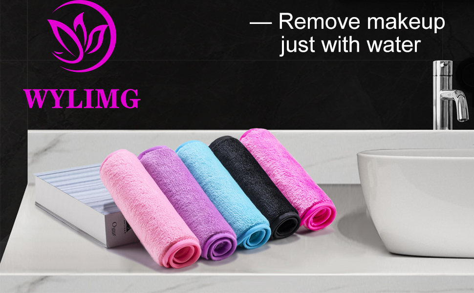Reusable makeup remover cloth on the bathroom sink