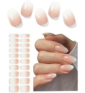 Semi Cured Gel Nail Strips, Nude Obrem 20pcs Adhesive UV Sticker, Wraps for Home Manicure DIY