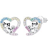LUXILLA Cute Stud Earrings Fit for Women Hypoallergenic Earrings 925 Sterling Silver Cubic Zircon...