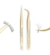 NAGARAKU Tweezers for Eyelash Extensions Straight and Curved Precision Professional Volume Easy F...