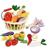 Smartwo Children's Toy Vegetables, Wooden Vegetables for Children, Magnetic Cutting, Wooden Kitch...