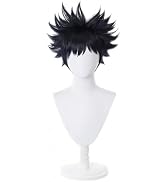 Aadesso Anime JJK Fushiguro Megumi Short Black Cosplay Wig Synthetic Hair Hallween Christmas Part...