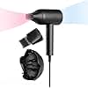 TYMO Diffuser Hair Dryer Blow Dryer - 300 Million Ionic Hairdryer with Diffuser & Comb Attachment for Curly Hair, Professional Blowdryer for Women, Cool Air Button, Small Travel Lightweight, Black