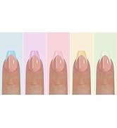 150 Pcs French Gel Nails - Colorful French Tip Press on Nails Medium Coffin Press on Nails Soft G...