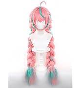 Aadesso Varesa cosplay wig for game genshin easy to style Cyan mixed with pink