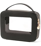 Clear Makeup Bag Transparent Cosmetic Bag Large Toiletry Case With Wide Handle Zipper Double Side...
