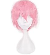 Kediciz Unisex Anime Short Cosplay Wig With Bangs Anti-alice Pink Synthetic Hair Wigs for Women M...