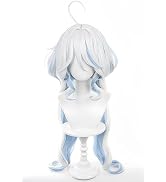 Aadesso Furina de Fontaine cosplay wig for genshin game Cosplay Hair white and blue Wig With Wig cap