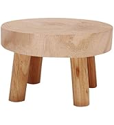 TITA-DONG Wood Potted Plant Stand,Solid Wood Mini Stool Plant Display Stand,Vintage Round Rack Mo...