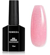 TOMICCA Nude Pink Glitter Gel Nail Polish, Sparkle Light Pink Gel Polish, Soak Off UV Transparent...