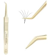 NAGARAKU Tweezers for Eyelash Extensions Gold Curved Angled Volume Cluster Super Light Weight Eas...