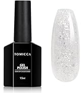 TOMICCA Clear Glitter Gel Nail Polish, Sparkle Sheer Silver Gel Polish, Soak Off UV Transparent S...