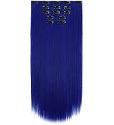 Blue Hair Extensions,HSPJHTM Clip in Hair Extensions for Women,Halloween hair extension 22