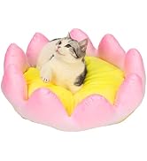 Lotus Flower Shaped 22.5“ Cat Bed and Dog Bed - Ultra-Soft, Plush, and Irresistibly Comfy - Ideal...