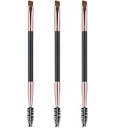 Eyebrow Brush - Set of 3 Spoolie and Angled Eye Brow Brush Apply for Brow Powders Waxes Gels and ...