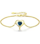 LAVUMO Infinity Love Heart Bracelets for Women 925 Silver Charm Birthstone Bracelet Adjustable An...