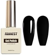 FANNEST Black Gel Nail Polish, 1Pcs Pure Black Gel Polish Color High Gloss Soak Off U V Nail Mani...