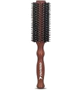 Round Hair Brush-2.2 Inch Wooden Handle Professional Styling Barrel Brush with Natural Bristles S...