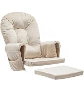 Paddie Glider Rocker Replacement Cushions with Storage Velvet Washable Non Slip for Gliding Rocki...