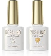 ROSALIND 2 PCS No Wipe Gel Top Coat and Base Coat Set Soak Off LED Nail Lamp Clear Base Top Gel N...