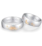 LAVUMO Promise Rings for Couples Sun and Moon I Love You Matching Wedding Bands for him and her S...
