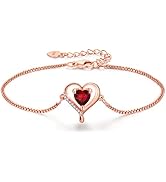 LAVUMO Infinity Love Heart Bracelets for Women 925 Silver Charm Birthstone Bracelet Adjustable An...