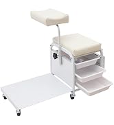 BINELUCOLU Pedicure Foot Rest Cart, Height Adjustable Pedicure Stool with 3 Detachable Shelves Ma...
